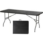 Sekey - table de pique nique pliable, 180 cm rectangulaire, noir