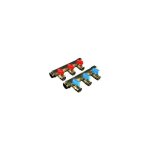 Collecteur laiton avec vannes entr�e 20 / 27 - 4 d�parts 15 / 21 rouge