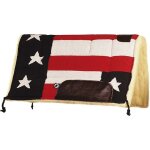 Selle  drapeau amricain rembourre en tissu navajo avec laine synthtique et renforts en cuir.