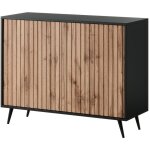 Selsey bello - buffet avec faades  lamelles - 104 cm - noir / chne wotan