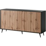Selsey bello - buffet avec faades  lamelles - 154 cm - noir / chne wotan