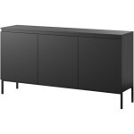 Selsey ? commode � trois portes noire avec pieds en acier ? dimensions 150x35x77 cm ? 6 �tag�res pour ...
