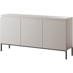 Selsey ? commode � trois portes taupe 150x35x77 cm ? agglom�r� 16 mm avec pieds en acier ? 6 �tag�res ...