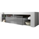 Selsey - bianko - meuble tv avec led - 140 cm - blanc mat / gris brillant Selsey - bianko - meuble tv avec led - 140 cm - blanc mat / gris brillant