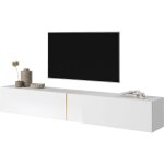 Selsey - bisira - meuble tv 200 cm blanc avec insert dor�