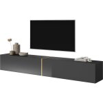 Selsey - bisira - meuble tv 200 cm noir avec insert dor�