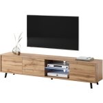 Selsey galhad - meuble tv / banc tv (ch�ne wotan, 175 cm, �clairage led)