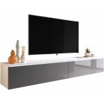 Selsey - kane - meuble tv - 180 cm - blanc mat / gris brillant - avec led Selsey - kane - meuble tv - 180 cm - blanc mat / gris brillant - avec led
