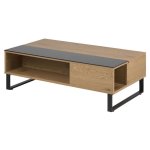 Selsey kostrena - table basse relevable avec �l�ment en verre tremp� ch�ne / noir 110x60 cm
