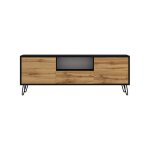 Selsey ploystea - meuble tv - 137 cm - noir / ch�ne wotan - style moderne