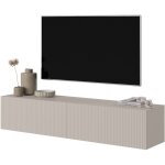Selsey - veldio - meuble tv 140 cm gris - beige avec fa�ade frais�e