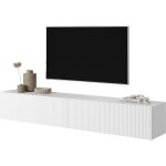Selsey - veldio - meuble tv 175 cm blanc avec fa�ade frais�e
