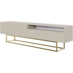 Selsey - veldio - meuble tv avec niche - 175 cm - taupe (gris - beige) sur pieds dor�s