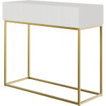 Selsey - veldio - table console - 90 cm - blanc avec pieds dor�s