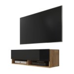 Selsey - wander - meuble tv / banc tv (chne wotan / noir brillant, 100 cm, sans led)