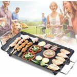 Gril en fonte 1350w, plaque chauffante antiadhsive, gril bbq, gril lectrique, plateau