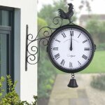 Horloge murale vintage rtro horloge de gare double face en fer forg rtro (alimente par piles, 1, ...