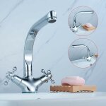 Senderpick - robinet de lavabo � double levier chrom� argent� - deux poign�es - r�tro - robinet de lavabo ...