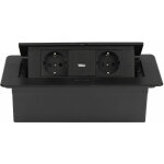 Senderpick - socle pop - up prise encastrable 2 prises standard euro + 1 usb + 1 type - c noir