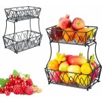 Support pour corbeille  fruits, 2 tages, bol  fruits en mtal, support de service, rond, noir, corbeille ...