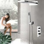 Système de douche encastré en argent avec douchette lcd douche de pluie douchette à main en cascade douchette ... Système de douche encastré en argent avec douchette lcd douche de pluie douchette à main en cascade douchette ...