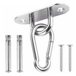 Crochet de plafond avec de mousqueton inox, fixation hamac inox convient pour plafond bton / bois, crochet ...