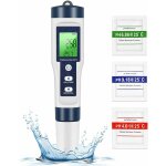 Ph tds meter, testeur de qualit de l'eau 5 en 1 ph / tds / ec / sel / temprature tds mtre lcd rtroclairag ...