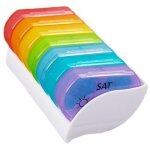 Serbia - pilulier semainier 7 jours 14 compartiments matin / soir, mini bote  pilules multicolores