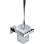 Porte brosse toilette support mural, brosse wc pour toilette en inox et verre, chrom miroir poli