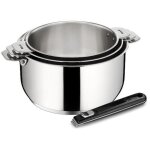 Série de 3 casseroles inox 16 / 18 / 20cm + poignée - lagostina - 012132600004 Série de 3 casseroles inox 16 / 18 / 20cm + poignée - lagostina - 012132600004