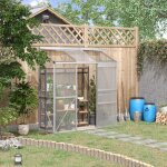 Serre adoss�e serre de jardin fen�tres ouvrables � 5 niveaux panneau en pc cadre aluminium 1, 9 x 0, ...