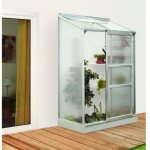 Serre adoss�e vitavia ida 900 - 3300 argent anodis�, 4 mm �paisseur de paroi 69 x 131 cm