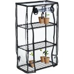 Relaxdays serre pour balcon, b�che en pvc, structure en acier, 3�tag�res, hxlxp : 80 x 48 x 24, 5 cm ...