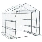 Helloshop26 - serre de jardin en acier et pvc avec tagre s intgres 200 x 200 x 220 cm