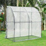 [en. casa] - serre de jardin adosse juta en acier et pvc  porte zippe 100 x 200 x 215 cm