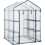 Serre de jardin balcon terrasse 4 �tag�res 143l x 143l x 195h cm acier pvc imperm�able anti - uv transparent ...