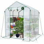 Vounot - serre de jardin avec tagres 143x143x195cm blanc - bche renforce 135g / m - fentre moustiquaire ...