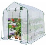 Vounot - serre de jardin avec tagres 143x215x195cm blanc - bche renforce 135g / m - fentre moustiquaire ...