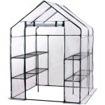 Gardiun - serre de jardin pvc / acier new leaf 4 tagres 143x143x195 cm vert fermeture clair