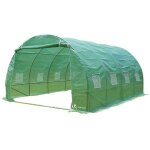 Vounot - serre de jardin tunnel 12m en acier galvanis vert - fentre anti - moustiquaire - porte enroulable ...