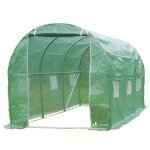 Vounot� serre de jardin tunnel 6m� en acier galvanis� vert - fen�tre anti - moustiquaire - porte enroulable ...