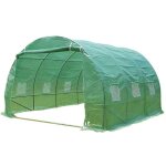 Vounot - serre de jardin tunnel 9m en acier galvanis vert - fentre anti - moustiquaire - porte enroulable ...