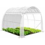 Vounot� serre de jardin tunnel toute saison 6m� blanc - fen�tres et portes lat�rales zipp�es enroulables ...