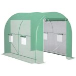 Serre de jardin tunnel surface sol 6 m� ch�ssis tubulaire renforc� porte zipp�e 4 fen�tres enroulables ...