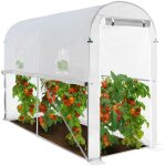 Idmarket - serre � tomates relevable 3m� blanche 2 fen�tres avec moustiquaire et porte zipp�e
