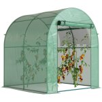 Serre tunnel de jardin - outsunny - 3, 24m�, 180x180x200cm - porte et fen�tre enroulables - cadre en ...