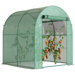 Serre tunnel de jardin - outsunny - 3, 24m�, 180x180x200cm - porte et fen�tre enroulables - cadre en ...