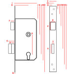 Serrure de portail peinte jania avec cl� 90 / 63 - mp zb kl jl