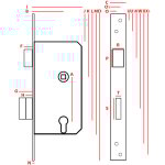 Serrure de portail peinte jania avec cl 90 / 63 - mp zb kl jl