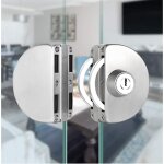 Serrure de porte en verre, sans per�age, acier inoxydable, double verrouillage pour portes coulissantes ...